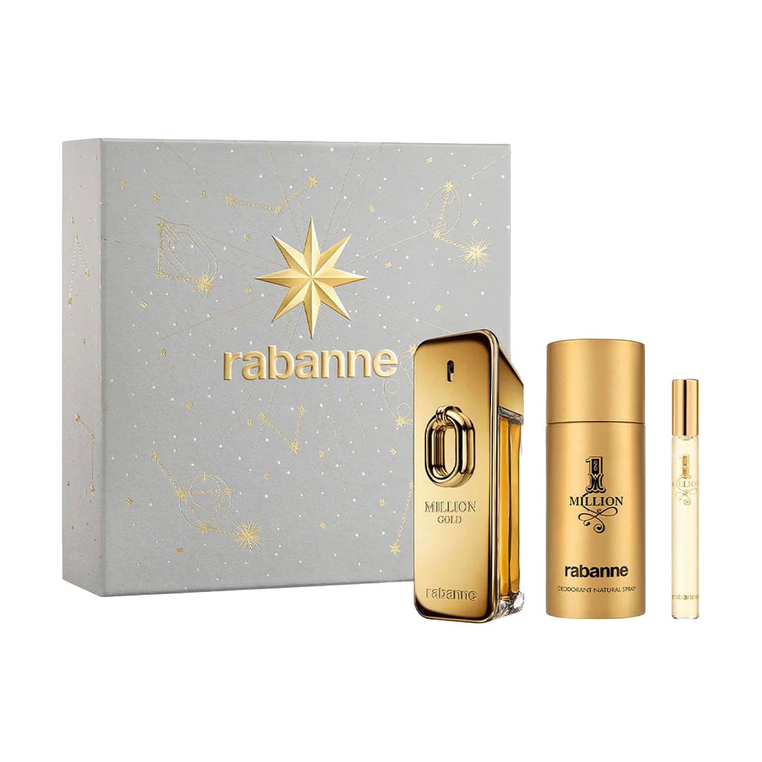 Парфумований набір чоловічий Rabanne Million Gold Intense (парфумована вода, 100 мл + дезодорант-спрей, 150 мл + парфумована вода, 10 мл)
